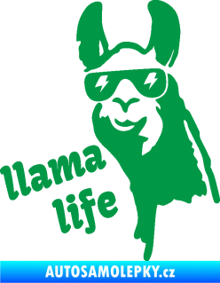 Samolepka Lama 004 llama life zelená