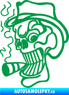 Samolepka Lebka 020 levá crazy s cigaretou zelená