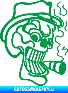 Samolepka Lebka 020 pravá crazy s cigaretou zelená