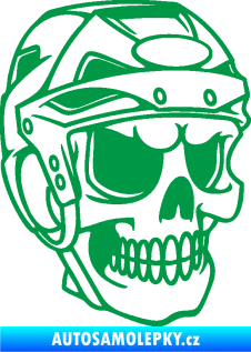 Samolepka Lebka 023 pravá hokejista zelená