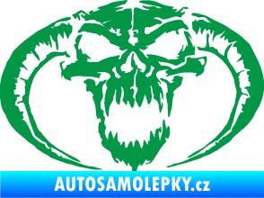 Samolepka Lebka 027 levá se zahnutými rohy zelená