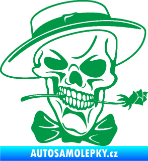 Samolepka Lebka 029 pravá s květinou zelená