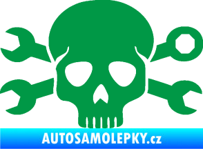 Samolepka Lebka 030 pravá mechanik zelená