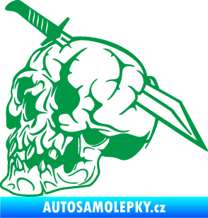 Samolepka Lebka 031 levá probodnutá nožem zelená