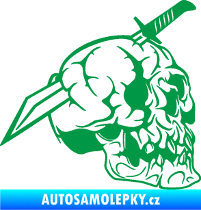 Samolepka Lebka 031 pravá probodnutá nožem zelená