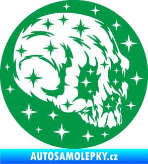 Samolepka Lebka 038 pravá hvězdy zelená
