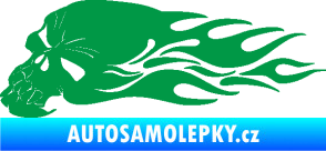 Samolepka Lebka 050 levá v plamenech zelená