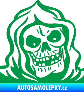 Samolepka Lebka 057 pravá v kápi zelená