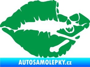 Samolepka Lebka polibek pravá zelená