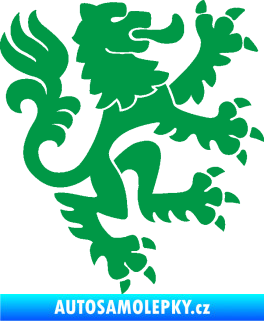 Samolepka Lev heraldika 001 pravá Český lev zelená