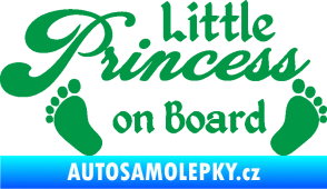 Samolepka Little princess on board 002 nápis s nožičkami zelená