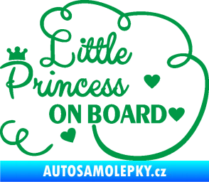 Samolepka Little princess on board nápis zelená