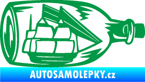 Samolepka Loď v láhvi 001 pravá zelená