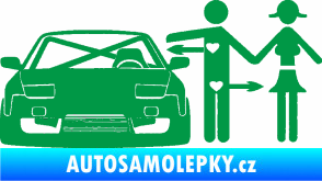 Samolepka Love car like sex levá zelená