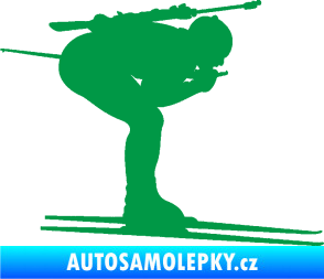 Samolepka Lyžař 028 pravá - biatlon zelená
