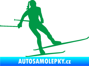 Samolepka Lyžařka 001 pravá běh na lyžích zelená