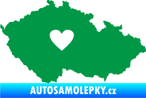 Samolepka Mapa České republiky 002 srdce zelená