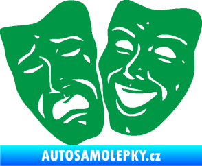 Samolepka Masky tváře 001 levá veselý a smutný zelená