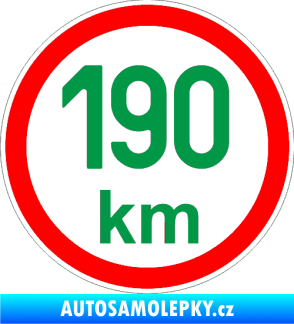 Samolepka Maximální rychlost 190km - nejvyšší konstrukční rychlost zelená