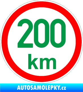 Samolepka Maximální rychlost 200km - nejvyšší konstrukční rychlost zelená