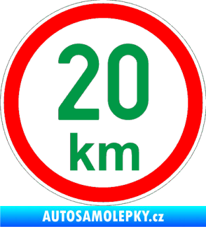 Samolepka Maximální rychlost 20km - nejvyšší konstrukční rychlost zelená