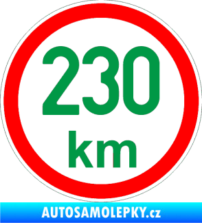 Samolepka Maximální rychlost 230km - nejvyšší konstrukční rychlost zelená