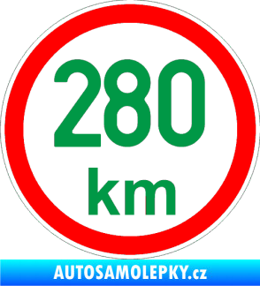Samolepka Maximální rychlost 280km - nejvyšší konstrukční rychlost zelená