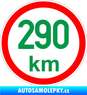 Samolepka Maximální rychlost 290km - nejvyšší konstrukční rychlost zelená