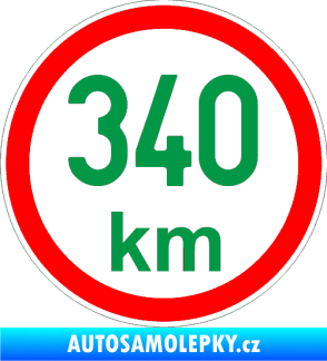 Samolepka Maximální rychlost 340km - nejvyšší konstrukční rychlost zelená