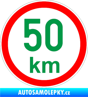 Samolepka Maximální rychlost 50km - nejvyšší konstrukční rychlost zelená