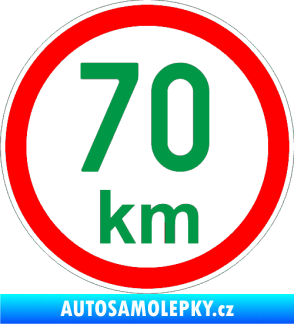 Samolepka Maximální rychlost 70km - nejvyšší konstrukční rychlost zelená