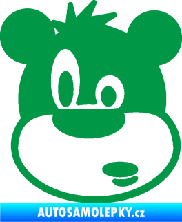 Samolepka Medvěd 003 levá kreslená hlava zelená