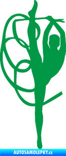 Samolepka Moderní gymnastika 002 levá gymnastka se stuhou zelená