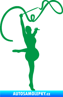 Samolepka Moderní gymnastika 003 pravá gymnastka se stuhou zelená