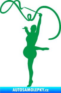 Samolepka Moderní gymnastika 003 levá gymnastka se stuhou zelená