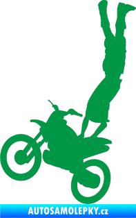 Samolepka Motorka 019 levá motokros freestyle akrobacie na motorce zelená