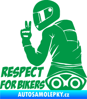 Samolepka Motorkář 003 levá respect for bikers nápis zelená