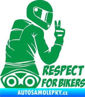 Samolepka Motorkář 003 pravá respect for bikers nápis zelená