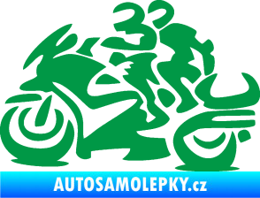 Samolepka Motorkář 009 levá se spolujezdcem zelená