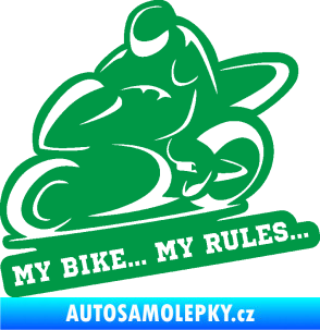 Samolepka Motorkář 012 levá s textem zelená