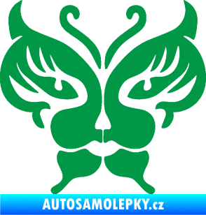 Samolepka Motýl 016 kočičí obličej zelená
