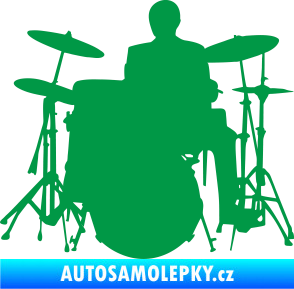 Samolepka Music 009 levá hráč na bicí zelená