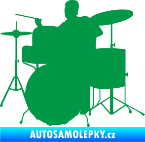 Samolepka Music 011 levá hráč na bicí zelená