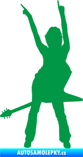 Samolepka Music 016 levá rockerka s kytarou zelená