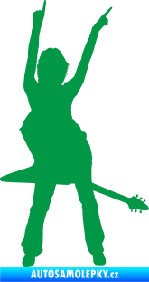 Samolepka Music 016 pravá rockerka s kytarou zelená