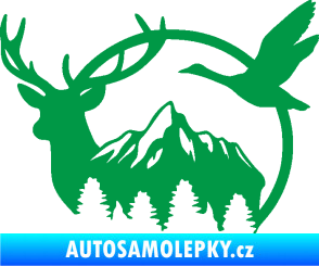 Samolepka Myslivost 002 levá lesní zvěř zelená