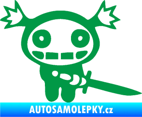 Samolepka Ninja zombie girl pravá zelená
