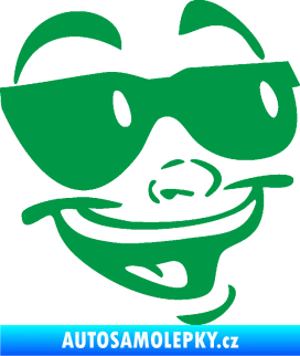 Samolepka Obličej 005 pravá veselý s brýlemi zelená