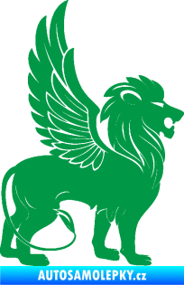 Samolepka Okřídlený lev 001 pravá mytické zvíře zelená