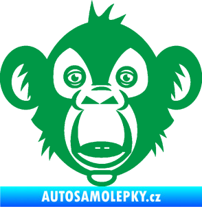 Samolepka Opice 003  hlava šimpanze zelená